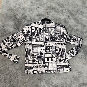 Graphic Black and White Long Sleeve Top